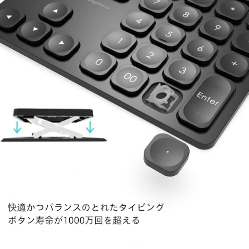 Zakata テンキー キーボード Bluetooth ワイヤレス数字キーボード Type-C充電 36キー 超薄軽量 Windows/iOS/Android 対応 (ブラック) の商品画像 7