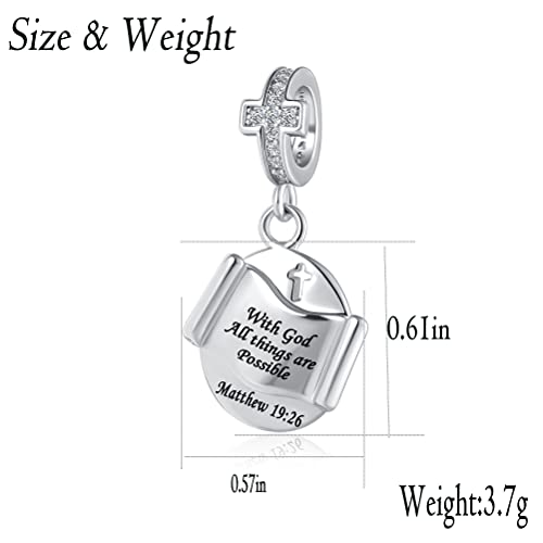 Religious Cross Charm Prayer Bible Christian Keep Faith Dangle Bead for Women Pandora Bracelets4