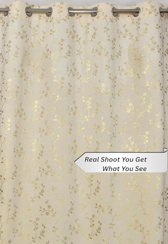 Image of Velvet Room Darkening Window Curtain 5 Feet, Golden Foil Print