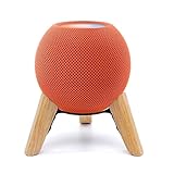 yotommi Real Wood Stand for Homepod Mini,Wooden Tripod Mount with Metal Frame,Anti-Slip Safe Stable Wood Holder Compatible for Home pod Mini Speaker on Desk (white Oak)