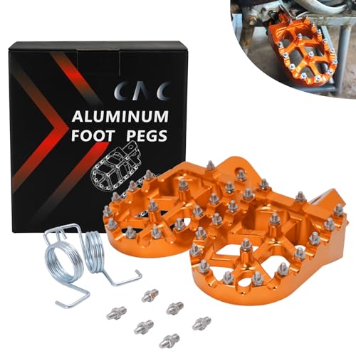 JFG RACING Dirt Bike Foot Pegs,CNC Motorcycle Foot Pedals Rests for 50-1290 SX SXF EXC EXCF XC XCF XCW SUPER MOTO ENDURO ADVENTURE FREERIDE-Orange