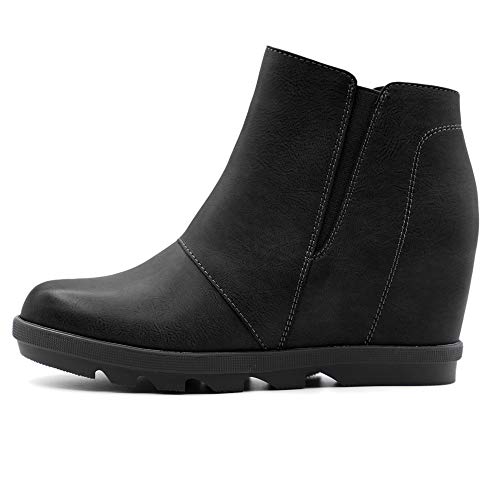 Athlefit Wedge Booties for Women with Heel Hidden Wedge Boots Comfortable Ankle Boots