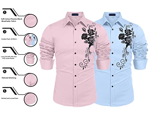 Image of Zombom Men's Regular Fit Cotton Blend Printed Full Sleeve Casual Shirts
