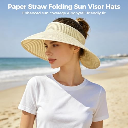 4 Sombreros Visera Plegables de Paja para Mujer miniatura 3
