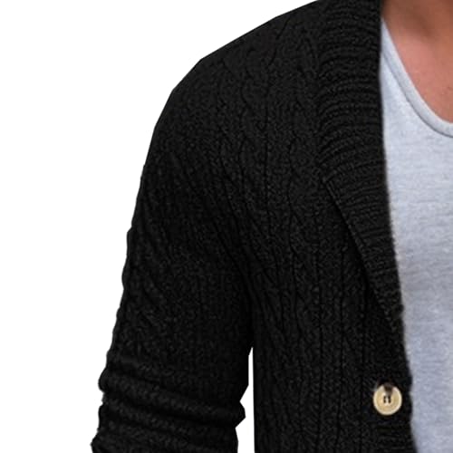 Men's Button Down Cable Long Sweater Cardigan Long Sleeve Shawl Collar Sweater Loose Fit Knit Winter Sweaters3
