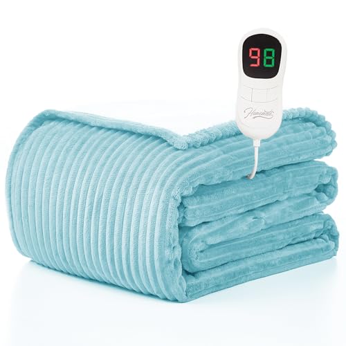 Image of Homemate Electric Heated Blanket Full Size - 72 inchx84 inch Heating Blanket Full Size 1 /2 /4 /6 /8 Hours Auto-Off 10 Heat Level Over-Heat Protection Soft Flannel Sherpa ETL Certification