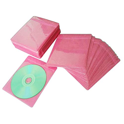 Haplives Cd/Dvd/Bluray Sleeves,Double-Sided Refill Plastic Sleeve For Cd And Dvd Storage Binders,100 Pack (Pink) #TOP10