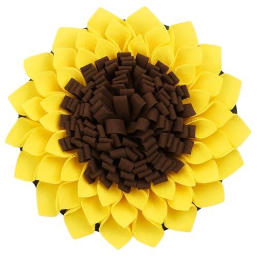 RQcMid Schnüffelteppich Hund, Schnüffelmatte Für Hunde Mit Sonnenblumen Design Für Haustier Hunde Katzen, Intelligenzspielzeug Zur Stressreduktion Und Langsamen Fütterung, (38x38cm,Gelb)