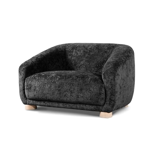 Sillón moderno con espuma y brazos inclinados negro miniatura 4