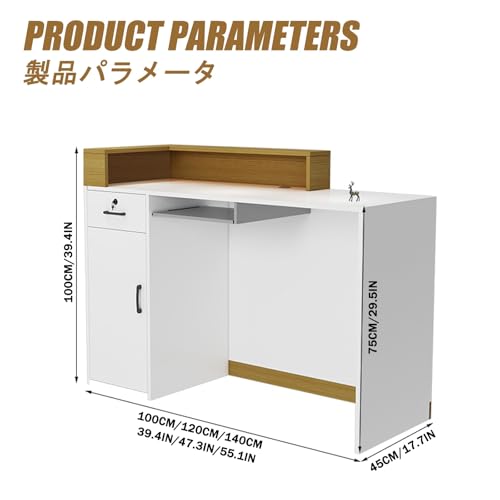 Generico Banco Reception e Cassa Moderni per Negozi di Abbigliamento e caffetterie, postazione di Lavoro Elegante di Colore Grigio (Grigio Scuro, Sinistra, 100 cm/39,4 p
