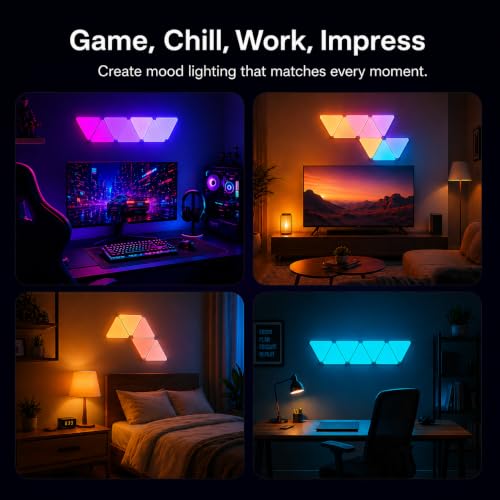 Image of Triangular Wall Light Panels - (ADD ON Pack - 2 Panels) ADD On Panels Only - No Adapter and App Controller, Compatible with Starter Kit