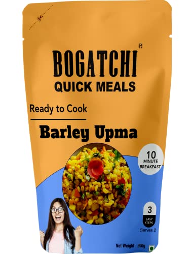 Image of BOGATCHI Barley UPMA - Ready to Cook AUTHENTIC Millet UPMA snacks - 200 g, Ready to Eat Meal and Tasty Instant Meal, 100% Natural Ingredients, No Preservatives, No Artificial Colours & Flavours