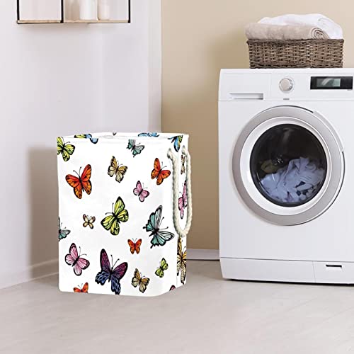 Panier à linge avec poignées imprimé papillons pour simplifier la lessive - 3