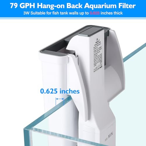 Image of fishkeeper Aquarium Filter Up to 10 Gallon Power Quiet Hang On Back Aquarium Filter Multi-Stage Filtration Fish Tank Filter Waterfall Hob Filter for Freshwater Saltwater (3W 79GPH)