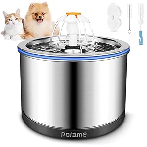 Cat Water Fountain Stainless Steel 84oz25L Pet Water Fountain for Cats Indoor Ultra Quiet Cat Drinking Fountains Dog Water Dispenser Bowl with 1 Cat Waterer Filter 1 Kit Brushes for Cats Dogs