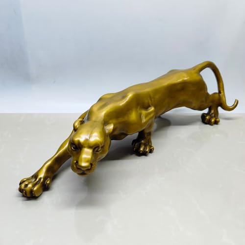 Statue de léopard en bronze pur ciselé main pour salon chic - 2