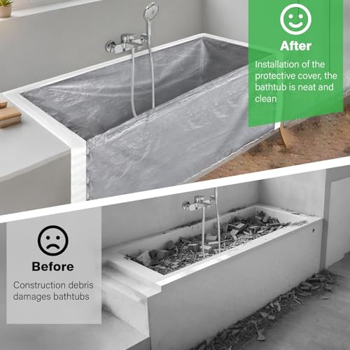 Image of 36 x 72 x 22 Inch Bathtub Cover for Construction Protect Against Scratched Dust Paint and Dirt During Shower Tile Project Fit Standard Tubs