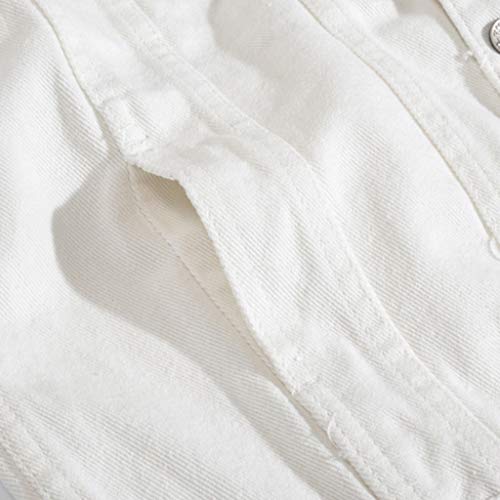 Ymosrh Jackets For Men, Varsity Jacket Men Sport Jackets Big And Tall Puffy Jackets Hooded Men's Autumn Winter Casual Long Sleeve Turn-Down Collar Solid Denim Jacket Coat Wool Western (4Xl, White) #TOP4