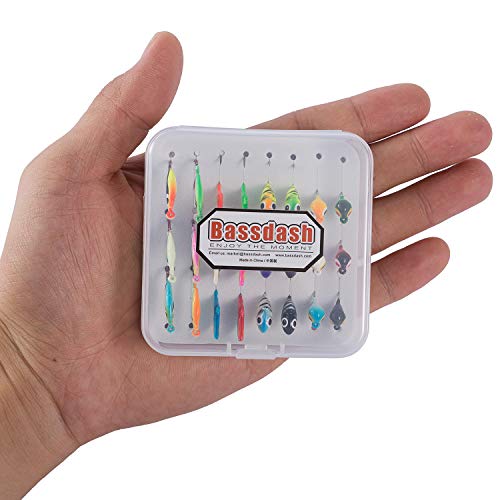 Bassdash Ice Fishing Lure Kit Glowing Paint Jigs For Winter Ice Jigging Crappie Sunfish Perch Walleye Pike With Tackle Box #TOP6