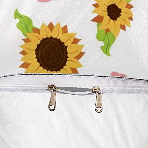 Parure de lit housse de couette motif tournesol jaune linge de lit de 3 pièces
