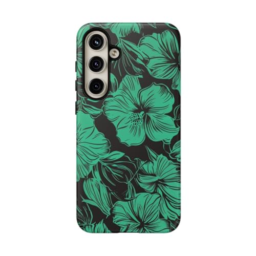 Coque Samsung S24 Plus fleurie - Protection rigide mate vert hawaïen