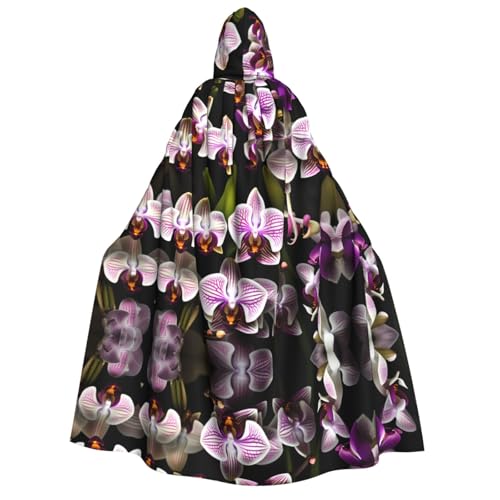 Cape à capuche orchidées idéale pour compléter un déguisement de magicien adulte