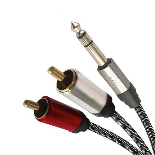 Image of MX 6.35mm P38 Stereo Male to 2 RCA Male Audio Cable 0.5 Meter, Auxiliary Y Splitter Cord for Amplifier, Mixer, Speaker, Home Theater & Professional Sound Systems