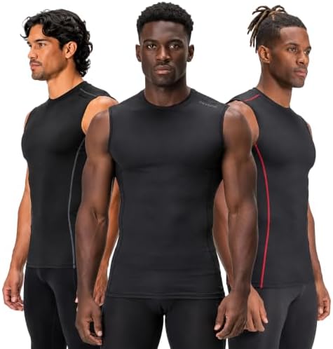 DEVOPS 3 Pack Men's Compression Shirts Sleeveless Tank Top Baselayer