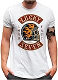 Photo Gallery lucky 7® maglietta da uomo | vintage flame skull hell racer loud & fast chopper biker l7 | s - 5xl, bianco, xxl Photo Gallery lucky 7® maglietta da uomo | vintage flame skull hell racer loud & fast chopper biker l7 | s - 5xl, bianco, xxl