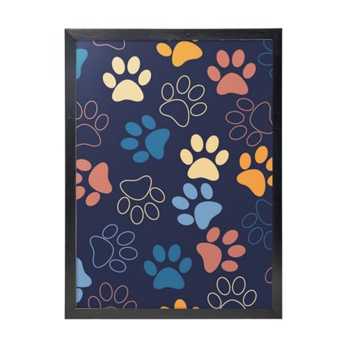 Tableau patte de chien mignonne 30x40cm avec cadre noir pour décoration murale