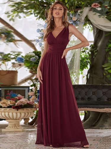 Image of Ever-Pretty Womens Bridesmaid Dress V-Neck Sleeveless A Line Chiffon Floor Length Formal Dress 09016