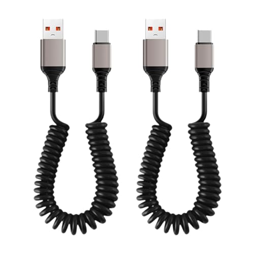 Image of BNF 2Pcs USB C Fast Charging Cable Bed Vehicle Auto Car Home Coiled Charger Cord | Cell Phones & Accessories | Cell Phone Accessories | Cables & Adapters