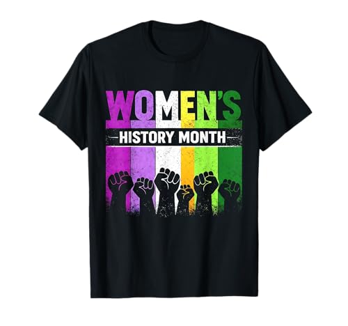 National Womens History Month March Fist Retro Vintage T-Shirt