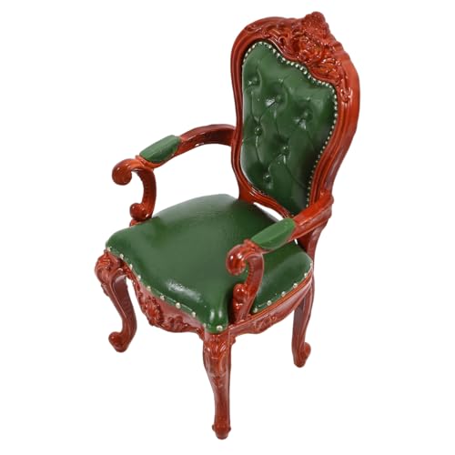 Chaise vintage miniature haute finition - Mobilier de poupée design unique vert classique
