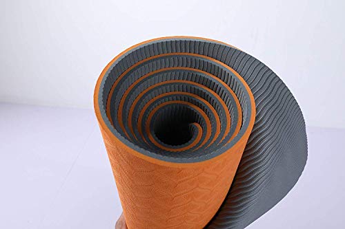 Image of IRIS Fitness Non Slip TPE Yoga Mat for Hot Yoga Pilate Gymnastics (Orange and Grey)