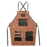 Estilo: Breve URNOFHW Adulto Unisex de Piel Delantales Delantales Lienzo for la Mujer Hombres de Cocina Chef Camarero Cafe Barbero Cocinar Los Delantales (Color : B, Size : 80x60cm)