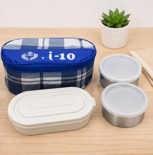 Image of Insulated Lunch Box Set with 2 Stainless Steel Containers & Leakproof Lunch Box | Reusable Lunch Bag with Zipper | Portable Tiffin Box for Office, School, College & Travel