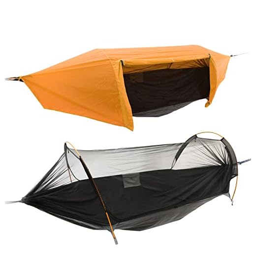 Camping Hammock Tent with Rain Fly Tarp and Mosquito Net Tree Straps,1-2 Persons Bivvy Hammock Set for Backpacking Hiking Travel Yard Outdoor Activities,Orange 108" x 60" x 24"