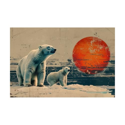 Póster de arte para pared de baño que renueva tus espacios apagados con un paisaje retro