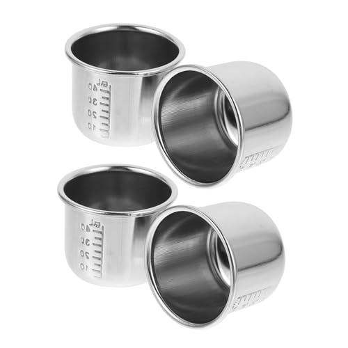 CIYODO 4 Pezzi Bicchieri Dosatori per Medicinali in Acciaio con Marcature Permanente Misurazione Precisa Liquidi Resistenti Corrosione per Ospedali e Laboratori
