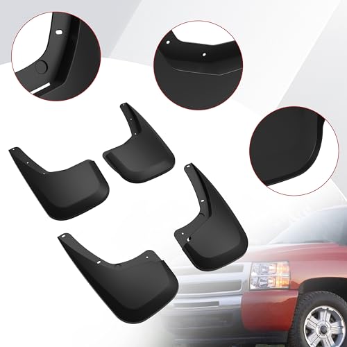 Image of Fender Flares Guards for 2007-2014 Chevy Silverado 1500 2500 3500, Front & Rear Mud Guards Mud Flaps Splash Guards for Chevrolet Silverado 1500 2500 3500 HD 2007-2014 Accessories