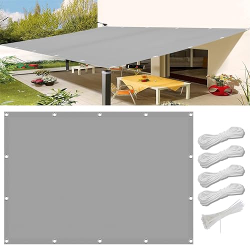 Sonnensegel inkl Befestigungsseile 1.4 x 2.5 m, 98% UV-Schutz,Atmungsaktiv,Isolierung, Sonnensegel Viereck Awnings, Sun Segel Sonnensegel, für Garten Balkon, Hellgrau