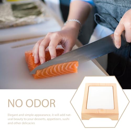 Plato rectangular para sushi con base de madera miniatura 7