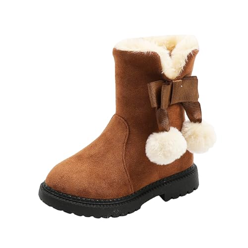 IWIHMIV Girls Winter Boots Comfortable Warm Low Heel Fashion Mid Calf Winter Boots with Side Zipper