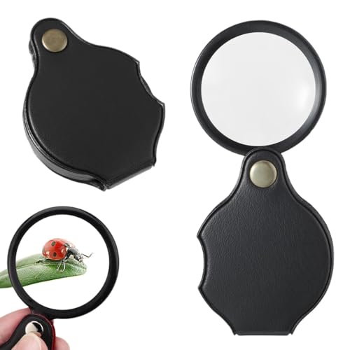 NJCXOLA 2 unidades Mini Lupa de bolsillo de 10 aumentos, plegable, ideal para leer libros, periódicos, mapas, joyas, reparación y manualidades