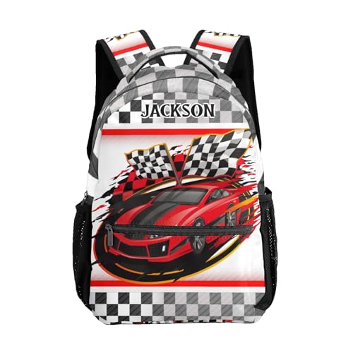 Speeding Race Car Personalized School Backpack Kids Students Schoolbag for Boys Girls Primary Daypack Bookbag Bag Customize Back Pack, Design 2, CBR1070
