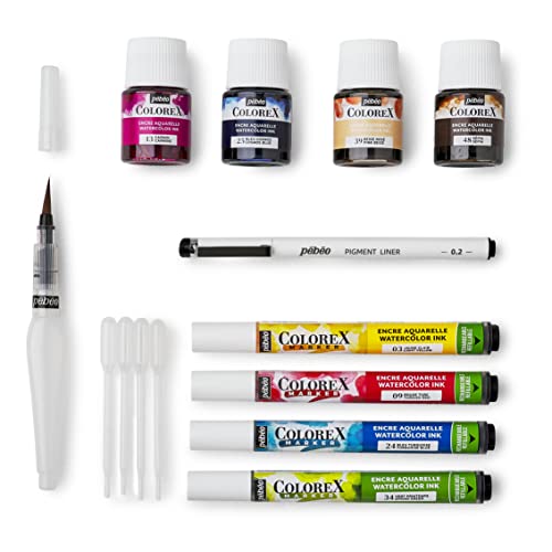 Pebeo Manga Drawing & Illustration Kit Pébéo Watercolour Ink 4 Colours 20 ml and 4 Colorex Marker, Détails en Description - Image 3