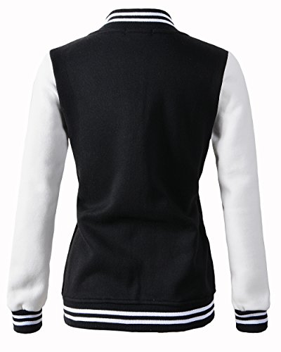 Women Varsity Baseball Jacket Casual Sweatshirt (6808 Black,US:L/Tag XXL)