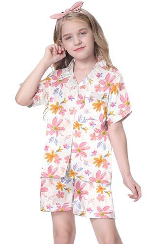 Image of Girls & Womens Satin Pajamas Set, Silk Button-Down Sleepwear 2 Piece Nightwear, 3 Years - Women XXL