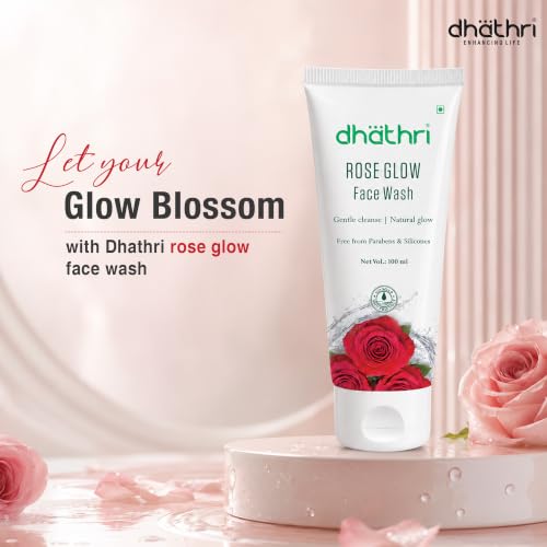 Image of Dhathri Rose Glow Face Wash | Gentle Daily Cleanser for Natural Glow | Removes Dirt, Oil & Impurities | Paraben & Silicone Free | Soap-Free Formula | 100 ml
